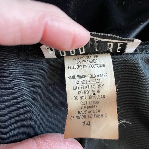 Robbie Bee Velvet Dress Black Size 14 Rhinestone Sleeveless - Picture 7 of 8